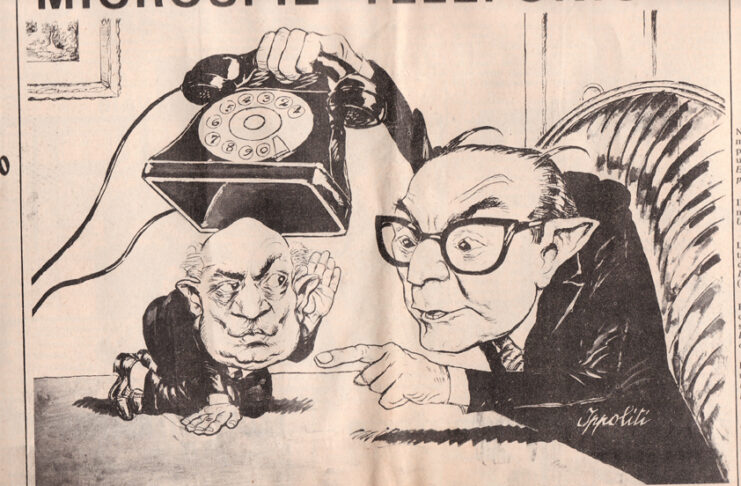 Andreotti e Fanfani in una vignetta del 9 marzo 1973, di Sergio Ippoliti.