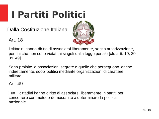 Costituzione italiana partiti politici