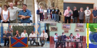 Tappeto rosso per la copertura a tappeto de “I Messaggeri d’Abruzzo” relatori e copertina del libro